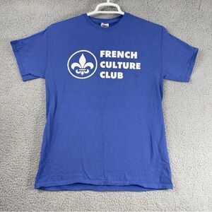 Gildan Royal Blue T-Shirt with White "French Culture Club" Graphic